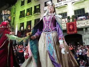 Fires 2018. Preg&oacute; de Fires. Balls de l'&Agrave;liga i els gegants de la ciutat