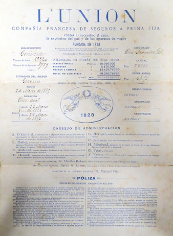 P&ograve;lisa d'assegurances. 24 de mar&ccedil;a de 1889