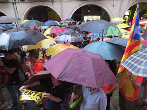 Assaig de la manifestaci&oacute; de l'11 de setembre a la pla&ccedil;a del Vi