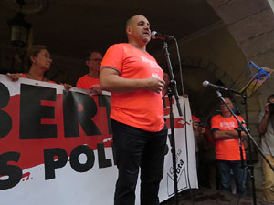 Assaig de la manifestaci&oacute; de l'11 de setembre a la pla&ccedil;a del Vi