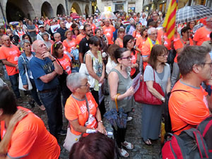 Assaig de la manifestaci&oacute; de l'11 de setembre a la pla&ccedil;a del Vi