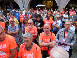 Assaig de la manifestaci&oacute; de l'11 de setembre a la pla&ccedil;a del Vi