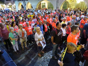 Assaig de la manifestaci&oacute; de l'11 de setembre a la pla&ccedil;a del Vi