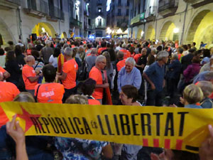 Assaig de la manifestaci&oacute; de l'11 de setembre a la pla&ccedil;a del Vi