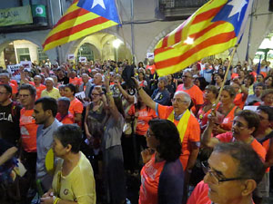 Assaig de la manifestaci&oacute; de l'11 de setembre a la pla&ccedil;a del Vi