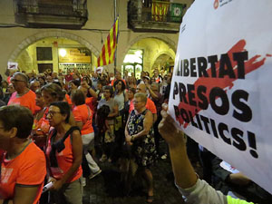 Assaig de la manifestaci&oacute; de l'11 de setembre a la pla&ccedil;a del Vi