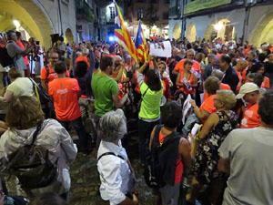 Assaig de la manifestaci&oacute; de l'11 de setembre a la pla&ccedil;a del Vi