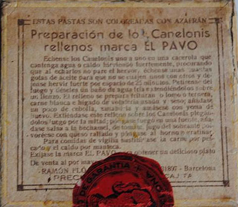 Capsa antiga de canelons