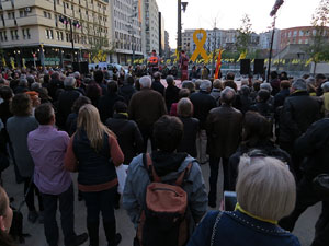 Concentraci&oacute; a la pla&ccedil;a de Santa Susanna del Mercadal