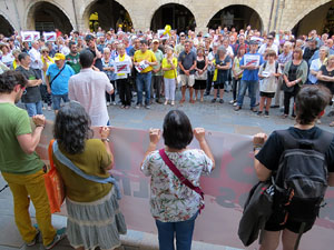 Concentraci&oacute; a la pla&ccedil;a del Vi per la llibertat dels presos pol&iacute;tics