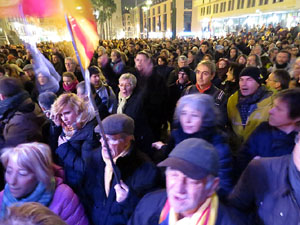 Manifestaci&oacute; per la detenci&oacute; del alcaldes de Verges i Celr&agrave;, Ignasi Sabater i Daniel Cornell&agrave;, i catorze persones m&eacute;s