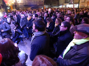 Manifestaci&oacute; per la detenci&oacute; del alcaldes de Verges i Celr&agrave;, Ignasi Sabater i Daniel Cornell&agrave;, i catorze persones m&eacute;s