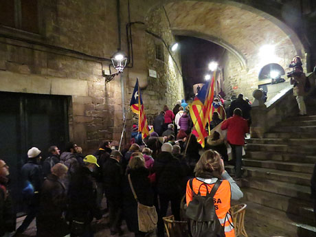 Manifestaci&oacute; per la detenci&oacute; del alcaldes de Verges i Celr&agrave;, Ignasi Sabater i Daniel Cornell&agrave;, i catorze persones m&eacute;s