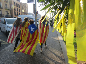 21F Vaga general. Enlla&ccedil;ada convocada per ANC Girona a la pla&ccedil;a Catalunya