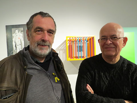 Herv&eacute; Pi, del Comit&egrave; de Solidaritat Catalana de la Catalunya Nord, i un dels comissaris de l'exposici&oacute; Esteve Sabench