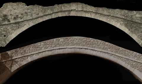 Comparaci&oacute; dels perfils del pont original i la reconstrucci&oacute;
