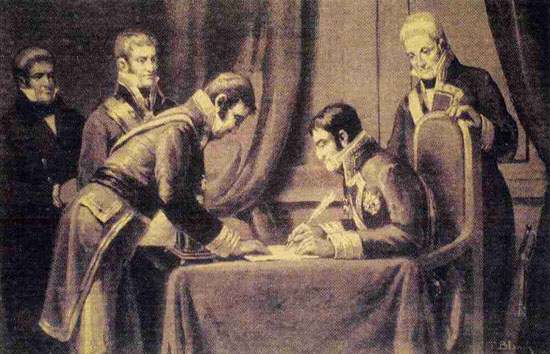 Revocaci&oacute; de la Constituci&oacute; de 1812 per Ferran VII al palau de Cervell&oacute;, el 4 de maig de 1814