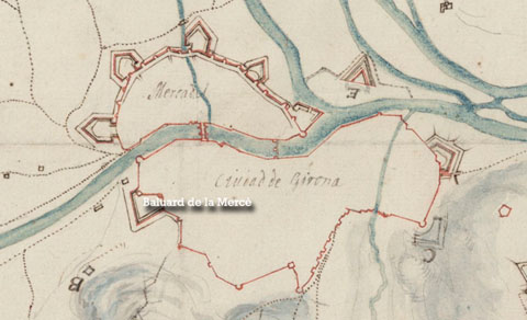 Detall de 'Plan de l'enceinte fortifi&eacute;e de Gironne', 1710