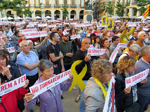 Concentraci&oacute; contra el judici de l'1-O a la pla&ccedil;a de la Independ&egrave;ncia