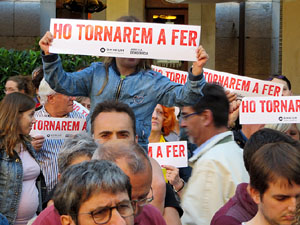 Concentraci&oacute; contra el judici de l'1-O a la pla&ccedil;a de la Independ&egrave;ncia