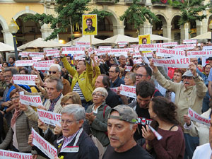 Concentraci&oacute; contra el judici de l'1-O a la pla&ccedil;a de la Independ&egrave;ncia