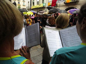 Diada Nacional 2019. Concentraci&oacute; a la pla&ccedil;a del Vi, lectura del manifest i cant de Els Segadors