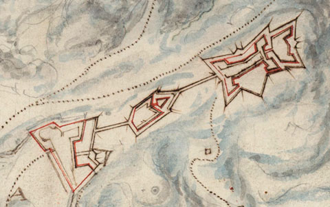 Detall de 'Plan de l'enceinte fortifi&eacute;e de Gironne'. 1710