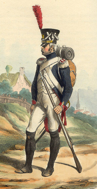 Tropes naple&ograve;niques durant els setges de la Guerra del Franc&egrave;s. Fuseller granader. 1808-1813