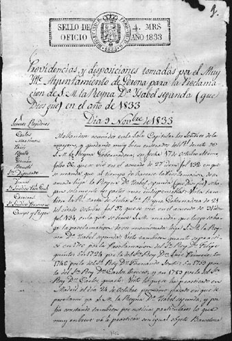 Cerimonial de proclamaci&oacute; d'Isabel II a Girona