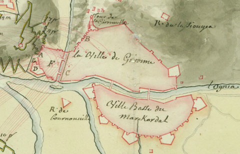 Detall de 'Plan des attaques de Gironne, depuis le 22 d&eacute;cembre que la tranch&eacute;e a est&eacute; ouverte jusqu'au 23 janvier 1711 que la place s'est rendu'. 1711