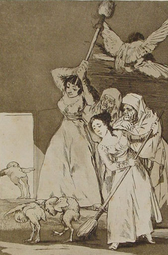 Gravat de la s&egrave;rie 'Los Caprichos' de Goya. 'Y van desplumados'. 1799