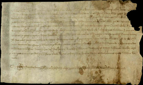 7 de gener de 1346. &Agrave;poca atorgada per Guillem Cavaller, clergue de la seu, com a marmessor testamentari de Ramon de Trilles, difunt bracer de Girona, a favor de Guillem de [...], clergue de Santa Eul&agrave;lia Sacosta de Girona