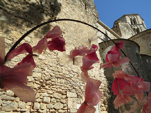 Temps de Flors 2019. Muntatges florals als espais al voltant de Sant Pere de Galligants (entrada, absis, el riu Galligants)