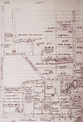 Diari manuscrit d'Emili Gandia del dia 15 de desembre de 1936, on explica les vicissituds de la col&middot;locaci&oacute; de les bateries de costa per part de l'ex&egrave;rcit i la instal&middot;laci&oacute; de la l&iacute;nea de tel&egrave;fon i de la caseta d'observaci&oacute, i comandament i en fa un dibuix de situaci&oacute
