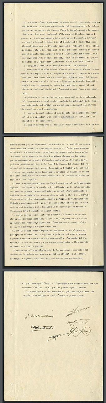 Acta sobre els dip&ograve;sits d'Olot, Darnius i Agullana� 1939