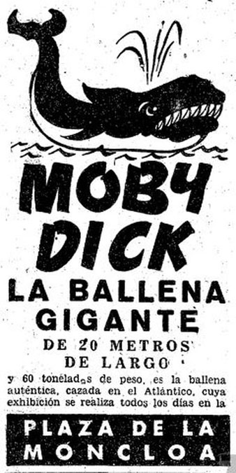 Anunci del diari ABC anunciant l'exhibici&oacute; de la balena a Madrid el 1954