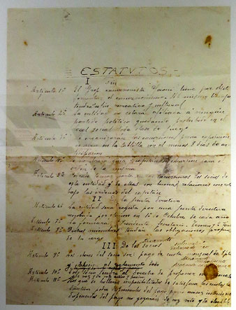 Primera p&agrave;gina dels Estatuts fundacionals del GEiEG. Setembre de 1919