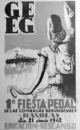 Reproducci&oacute; del cartell de la Primera Festa del Pedal, organitzada pel GEiEG, l'any 1942