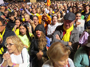 Concentraci&oacute; de rebuig de la sent&egrave;ncia a la pla&ccedil;a de l'U d'octubre de 2017
