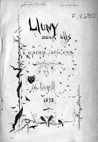 Portada de 'Lluny dels ulls, aprop del cor: com&egrave;dia', 1898