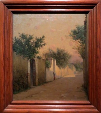 Un carrer de Sant Gervasi. Sol de mat&iacute;. Modest Urgell. Ca. 1907. Oli sobre tela