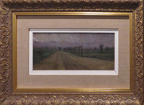 Paisatge amb tren al fons. Modest Urgell. Ca. 1864-1871. Oli sobre tela