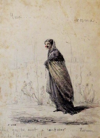 La Quaresma. Modest Urgell. Ca. 1862. Llapis de grafit i aquarel&middot;la sobre paper