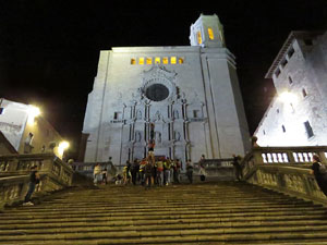 Fires 2019. Assaig de pilar de 4 a les escales de la Catedral pels Marrecs de Salt