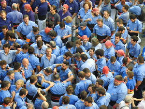 Fires 2019. La Diada Castellera a la pla&ccedil;a del Vi, amb els Marrecs de Salt, els Capgrossos de Matar&oacute; i els Minyons de Terrassa
