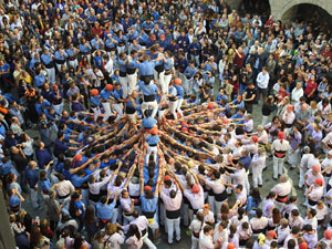 Fires 2019. La Diada Castellera a la pla&ccedil;a del Vi, amb els Marrecs de Salt, els Capgrossos de Matar&oacute; i els Minyons de Terrassa