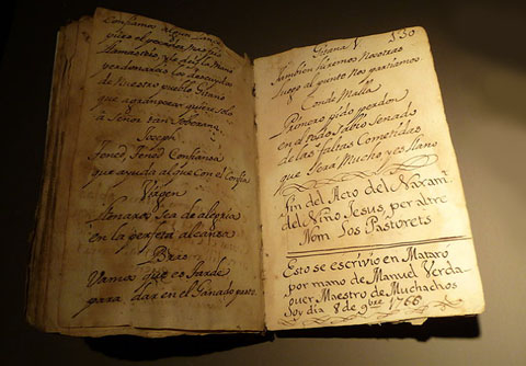 'Lo Acte del Naxament del Ni&ntilde;o Jes&uacute;s, altrament anomenat Los Pastorets', signat per Manuel Verdaguer. 1766