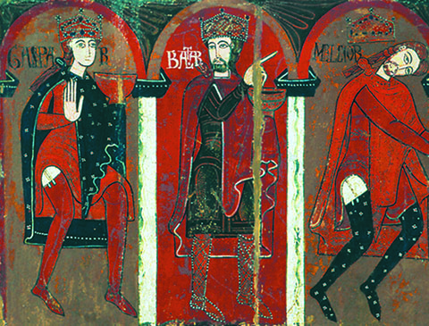 Els Reis d'Orient. Detall del frontal d'altar de Sant Vicen&ccedil; d'Espinelves (Osona). 1187