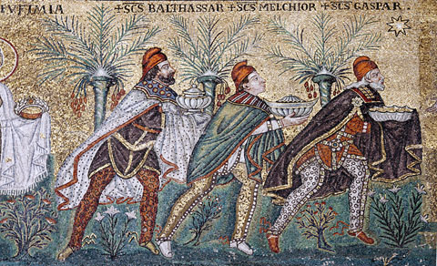 Els Reis d'Orient. Mosaic de la bas&iacute;lica de Sant Apol&middot;linar el Nou, Ravenna