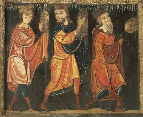 Els Reis d'Orient. Ca. 1200. Detall del frontal d'altar d'Avi&agrave;